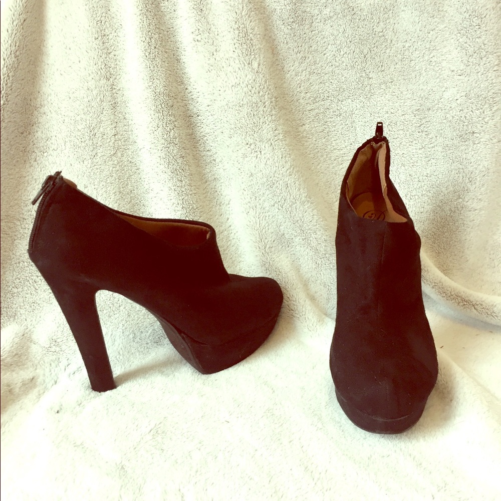 Black platform booties